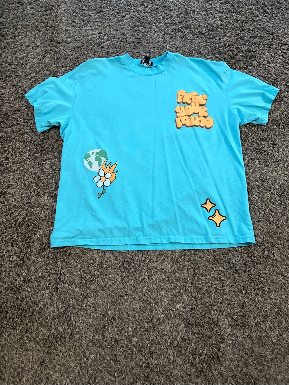 Bright Blue BoohooMAN Graphic